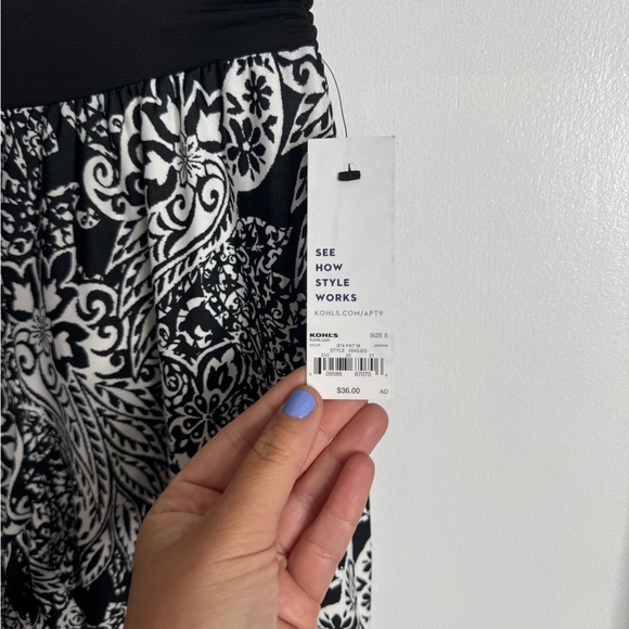 Apt 9 black white multicolor nwt wide leg palazzo pants - Picture 5 of 5